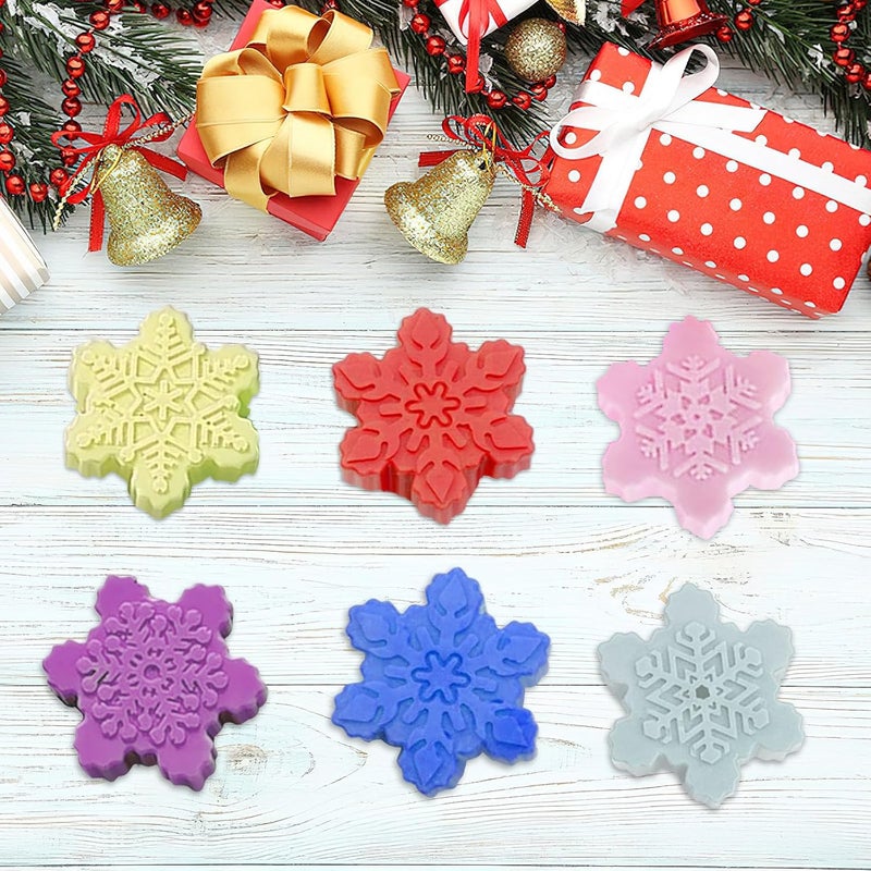BOARDFEB Snowflake Molds, 3Pcs Christmas Silicone Cake Trays 3D Snowflake Cookie Soap Reusable Non Stick Chocolate Molds for Christmas Muffin Jelly Ice Cube Making Winter Party Home Decorations - Image 3